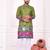 Green dola silk straight kurta with foil work