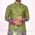 Green dola silk straight kurta with foil work