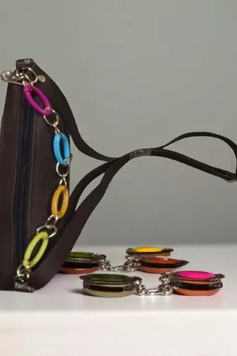 Women Brown Floral Mini Sling Bag Stylish Chain Bow Shoulder Purse
