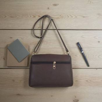 Women Brown Floral Mini Sling Bag Stylish Chain Bow Shoulder Purse 3