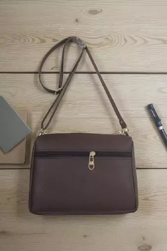 Women Brown Floral Mini Sling Bag Stylish Chain Bow Shoulder Purse