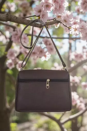 Women Brown Floral Mini Sling Bag Bow Chain Stylish Shoulder Purse