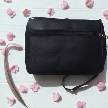 Women Black Floral Mini Sling Bag Bow Chain Stylish Shoulder Purse 3