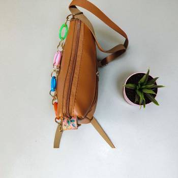 Women Peach Floral Sling Bag Bow Chain Mini Stylish Shoulder Purse 4