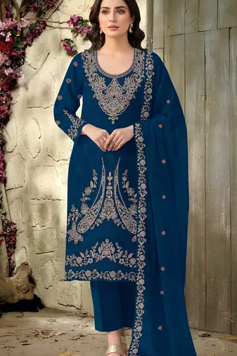 teal blue velvet embroidered sequin suit