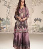 purple crepe gharara suit - full stitched free size