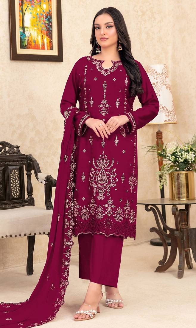 red velvet embroidered sequin suit