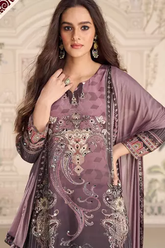 purple crepe gharara suit - full stitched free size