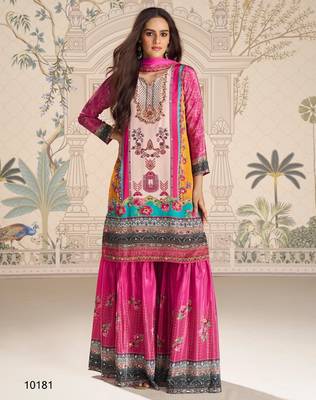 pink crepe gharara suit - full stitched free size 1