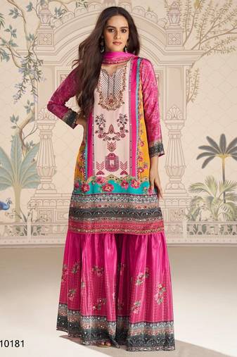 pink crepe gharara suit - full stitched free size