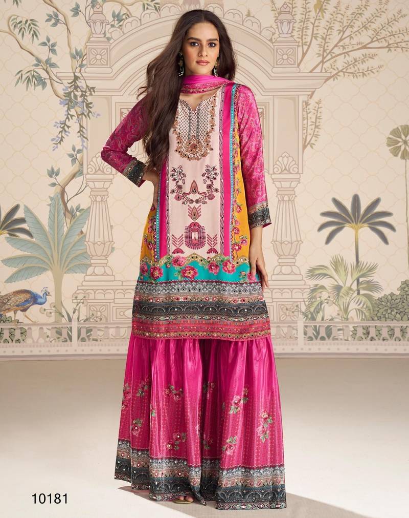 pink crepe gharara suit - full stitched free size