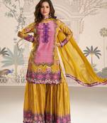 yellow crepe gharara suit - full stitched free size