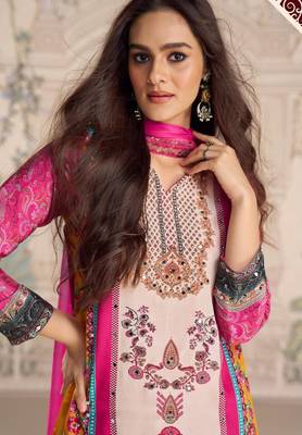 pink crepe gharara suit - full stitched free size 2