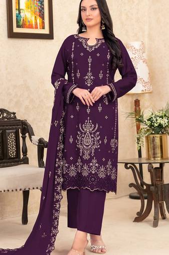 purple velvet embroidered sequin suit