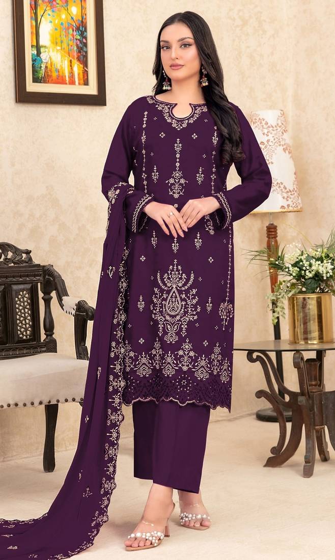 purple velvet embroidered sequin suit