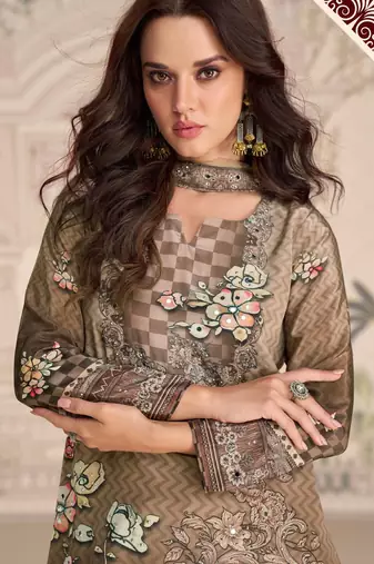 brown crepe gharara suit - full stitched free size