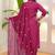 Rani pink embroidered rayon kurta pant chanderi dupatta