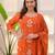Orange embroidered rayon kurta pant chanderi dupatta