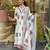 White cotton embroidered kurta printed dupatta