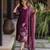 Wine printed silk kurti with dupatta
