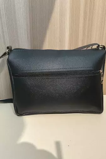Women Black Checkered Sling Bag Bow Chain Stylish Shoulder Purse