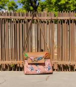 Women Pink Floral Sling Bag Bow Chain Stylish Shoulder Purse