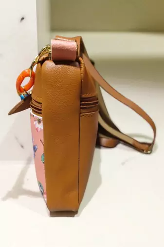 Women Pink Floral Sling Bag Bow Chain Stylish Shoulder Purse