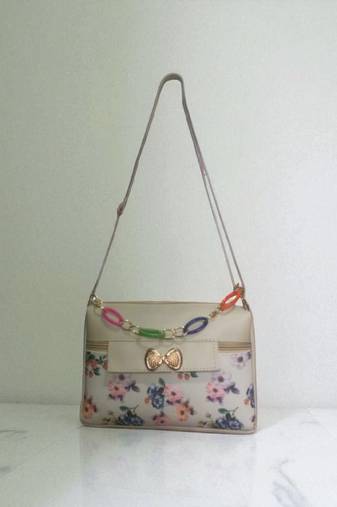 Floral Print Sling Bag for Women with Chain Strap Stylish Handbag