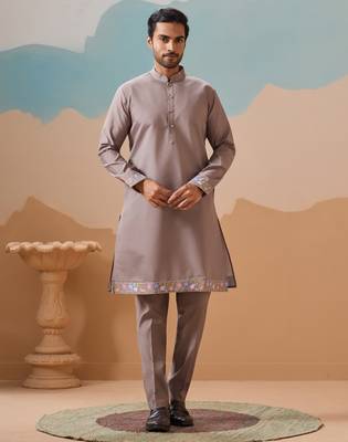 GREY VISCOSE SILK THREAD WITH SEQUINS EMBROIDERED WORK WEDDING FESTIVAL PARTY WEAR STRAIGHT KURTA WITH JACKET 8