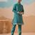 Turquoise viscose silk thread with sequins embroidered work wedding festival party wear straight kurta with jacket