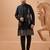 Black viscose silk premium thread with sequins embroidered work wedding festival party wear straight kurta with jacket
