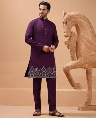 PURPLE VISCOSE SILK PREMIUM THREAD WITH SEQUINS EMBROIDERED WORK WEDDING FESTIVAL PARTY WEAR STRAIGHT KURTA WITH JACKET 8