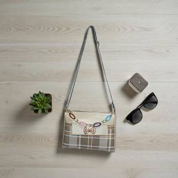 Check Sling Bag for Women Stylish Crossbody Chain Handbag 1