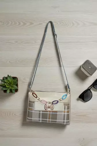 Check Sling Bag for Women Stylish Crossbody Chain Handbag