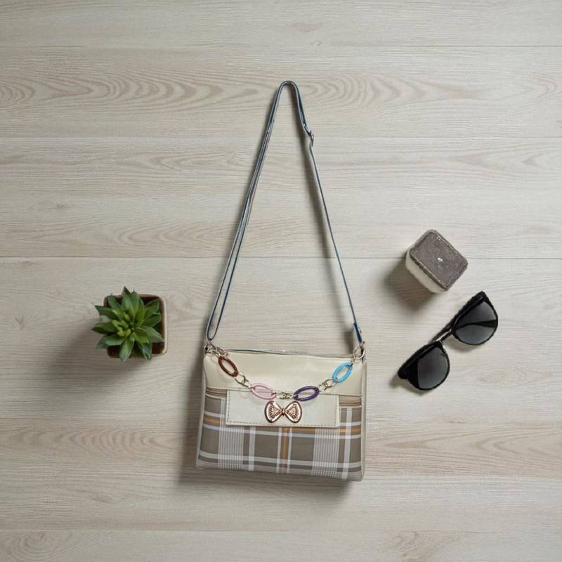 Check Sling Bag for Women Stylish Crossbody Chain Handbag