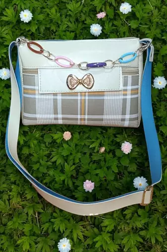 Check Sling Bag for Women Stylish Crossbody Chain Handbag