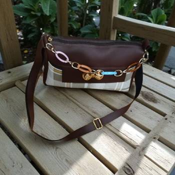 Brown Check Sling Bag for Women Stylish Crossbody Chain Handbag 2