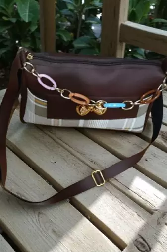 Brown Check Sling Bag for Women Stylish Crossbody Chain Handbag