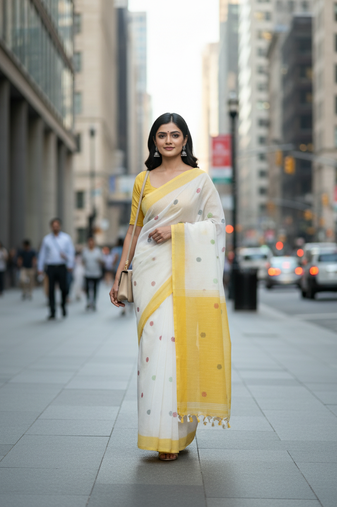 multicolor bengali khadi Cotton saree stylish for women