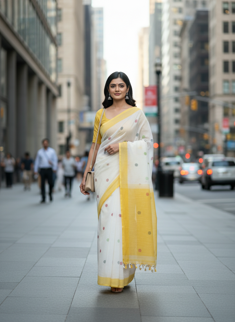 multicolor bengali khadi Cotton saree stylish for women