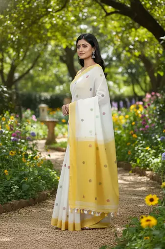 multicolor bengali khadi Cotton saree for women