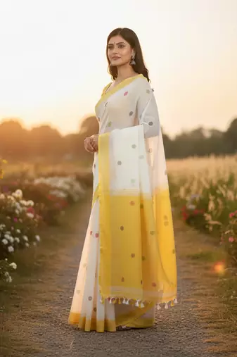 multicolor bengali khadi Cotton saree for women