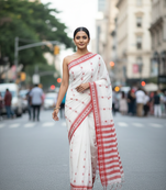 White bengali khadi cotyton saree stylish for women