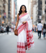 White bengali khadi cotyton saree stylish for women