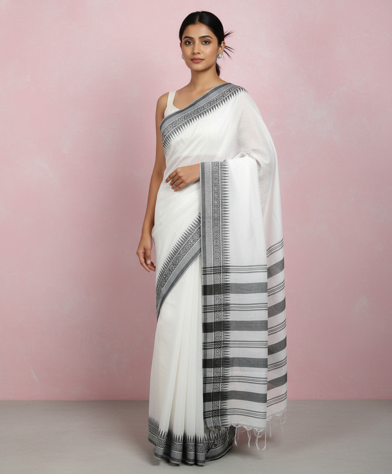 White bengali khadi cotyton saree stylish for women