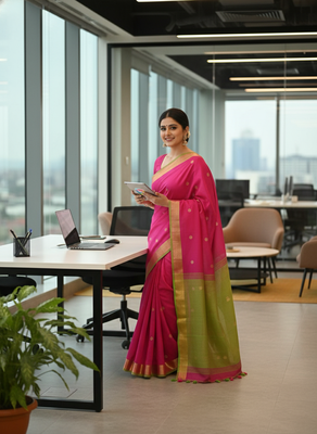 Pink bengali khadi cotton saree for women 3