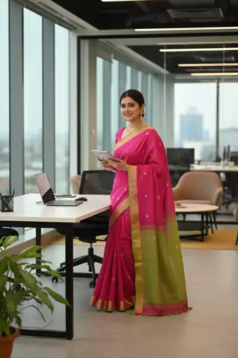 Pink bengali khadi cotton saree for women