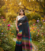 Black bengali khadi cotyton saree stylish for women
