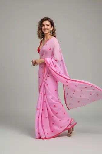 Pink bengali khadi cotton saree for women