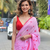 Pink bengali khadi cotyton saree stylish for women